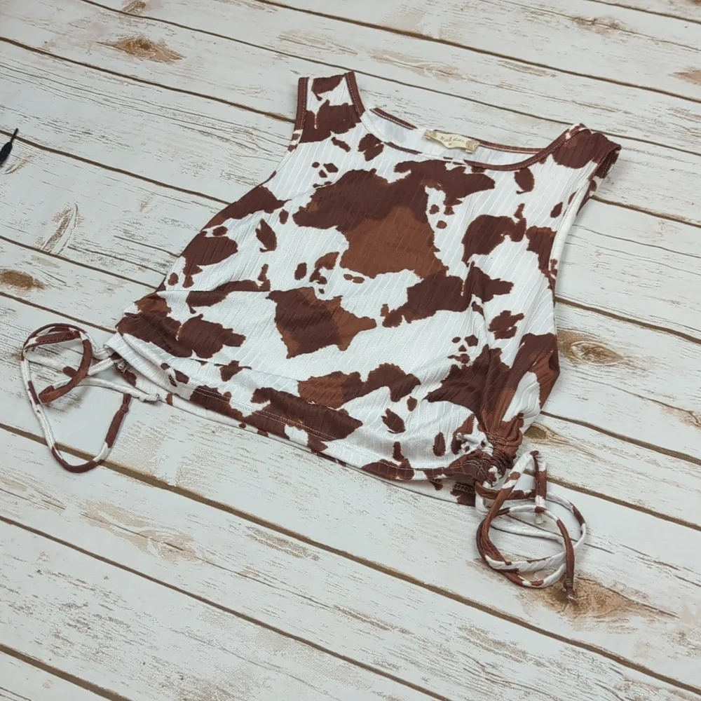 Altar'd State Cow Print Ribbed Knit Tank Top M - Picture 2 of 5
